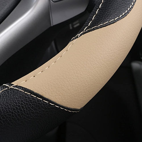 Leather Car Steering Wheel Cover, Non-Slip Car Wheel Cover Protector Breathable Microfiber Leather Universal Fit for Most Cars(Beige)...