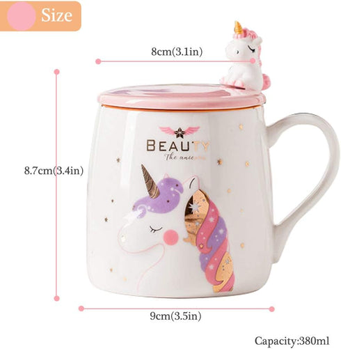 BigNoseDeer Unicorn Mug Cute Ceramic Coffee Mug with Lovely Unicorn Spoon, Morning Cup Novelty Coffee Tea Milk Christmas Mug Gift for Girls Magic ...