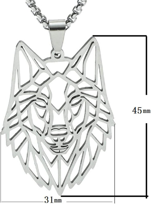 Wolf Head Pendant Necklace Stainless Steel Hollow Style Animal Pendant Silver/Black Cool Chain for Men and Teens Boy Punk Jewelry...