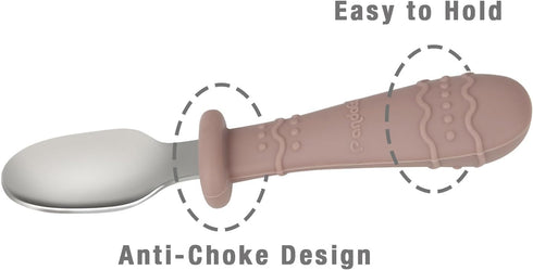 PandaEar Toddler Utensils, 6 Pack Kids Spoons and Forks, 18/8 Stainless Steel & Food Grade Silicone Children Silverware Set, Dishwasher Safe (Blue...