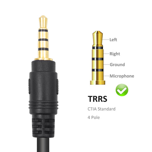 Poyiccot 3.5mm Splitter Mic and Audio Cable, 3.5mm Headphone Splitter 1 to 4 Ways (1/8") TRRS Male to Female Aux Headphone Cable for Earphone & He...