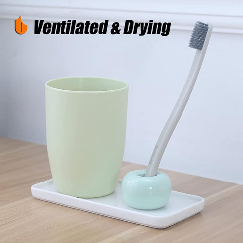 Urbanstrive Sleek Mini Ceramics Toothbrush Holder Stand for Bathroom Vanity Countertops (1-Pack White)...