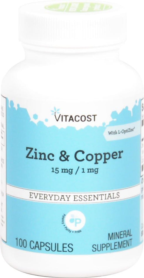 Vitacost Zinc & Copper 15 mg / 1 mg - 100 Capsules...