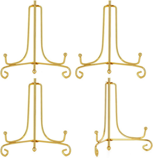 LIONWEI LIONWELI 4 Inch Gold Iron Plate Stand Holder Easel Display Stand for Plate?Picture?Photo and More,4 pcs....