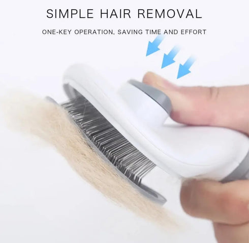 Pet Hair Brush for Small Dogs and Cats, Long Handle, Lightweight, Gray, grey...
