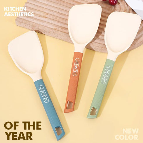 Silicone Mini Spatula Flexible Beveled Turner with Stainless Steel Inner Core and Nylon Handle Heat Resistant Cooking Utensils Set...