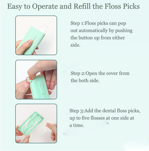 Portable Automatic Dental Floss Pick Organizer Case, Dental Floss Pick Dispenser Case with 10 Floss Picks. Floss Pick Holder Boxes for Teeth Clean...