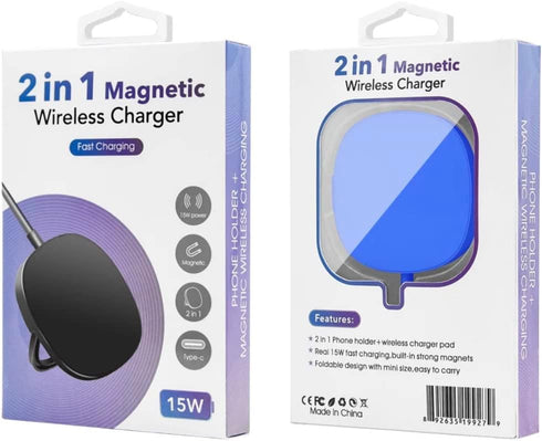 Magnetic Wireless Charging with QI 10W to 15W Smart Wireless Charger/Blue...