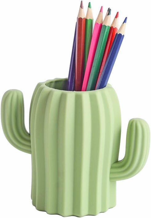 Silicone Pen Holder Cactus Pencil Holder Cute Pens Cup for Desk for Kids Office Decor Desk Accessories Pen Pot Desk Organizer (Green,2 Pack)...