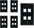 4 Port Keystone Jack Wall Plate with Smooth Face (5-Pack, Black)...