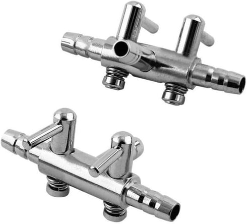 Stainless Steel 2 - Way Aquarium Chrome Metal Gang Manifold Air Line Control Valve Air Tap Air Splitter 2pcs...