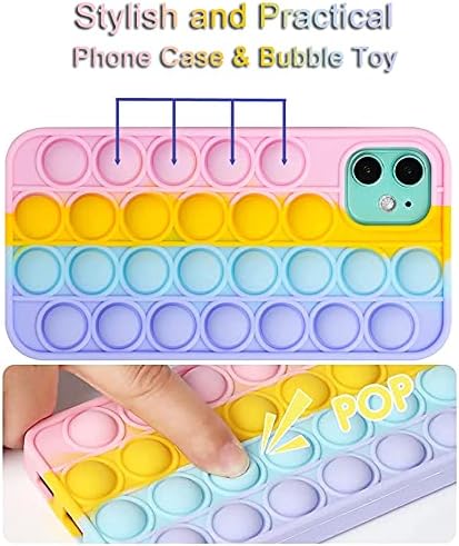 Pop It Phone Case for iPhone 7/6 Plus,Stress Reliever Push Pop Bubble Fidget Toys Cover,Cute Funny Soft Silicone Protective Shell for iPhone 8 Plu...