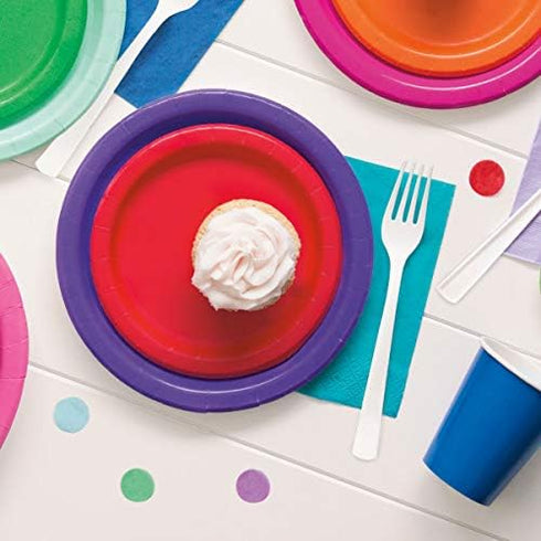 Ruby Red Solid Round Dessert Paper Plates - 7" (Pack of 8) - Vibrant Party Plates for Appetizing Treats - Perfect for Birthdays & Events...