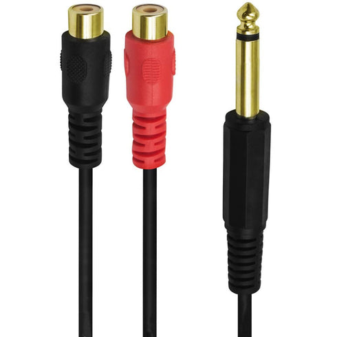 Qaoquda 6.35mm to 2 RCA Cable, Gold Plated 1/4 inch Mono TS Male to 2 Dual RCA Female Plug Y Splitter Adapter Cable - 8 Inch......