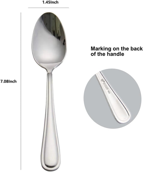 Spoons Dinner Spoons Stainless Steel 18/0 of Dessert Spoons 6 Pcs for Home, Kitchen Restaurant, Dishwasher Safe, 7.08 Inches, Silver...