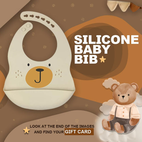 Silicone Bibs - Baby Essencials - Silicone Baby Bib - Toddler Silicone Bib - Baby bib - Bear Bibs for Baby -Baby Eating Essential - Unisex Soft Du...