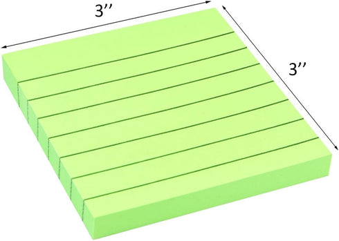 9 Pack Lined Sticky Notes 3”x3” Bright Colors Self-Stick Note Pads with Line, 9 Colors Bulk Sticky Memo Pad for School, Office, Meeting...
