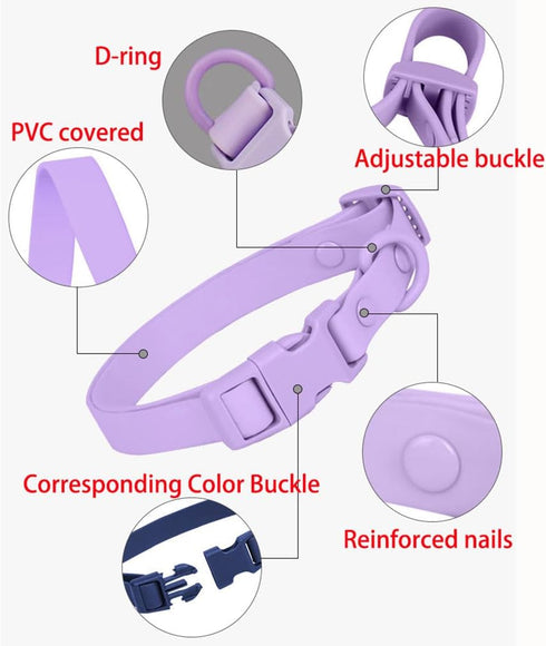 Silicone Dog Collar, Waterproof Plastic PVC Rubber Washable Quick Release Buckle Outdoor Puppy Collars Durable Adjustable for Small Medium Large D...