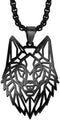 Wolf Head Pendant Necklace Stainless Steel Hollow Style Animal Pendant Silver/Black Cool Chain for Men and Teens Boy Punk Jewelry...