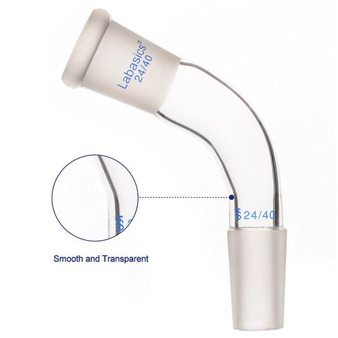 Glass 105 Degree Distillation Adapter, Borosilicate Glass Bent Adapter with 24/40 Joints for Laboratory Lab Supply...
