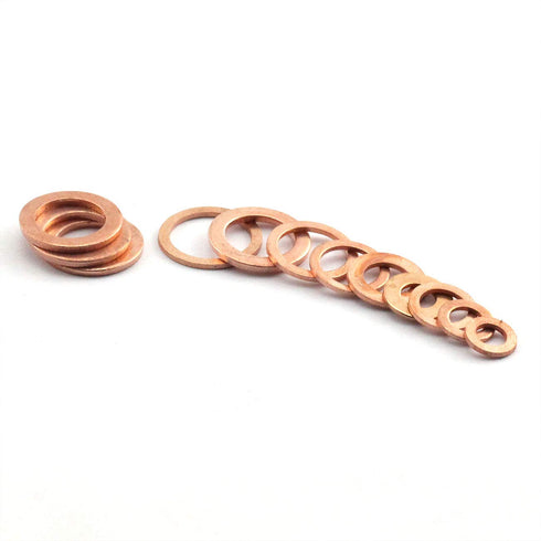 200pcs M5-M14 Professional Solid Copper Washers Assorted Kit Flat Ring Plumbing Seal Gasket for Screws Bolts Hardware Fitting Accessories...