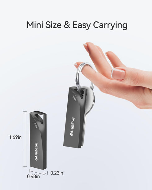 128GB USB 3.0 Flash Drive, Waterproof Metal USB Memory Stick, Slim Thumb Drive Portable Pen Drive with Keychain Hole Stylish Jump Drive for PC Com...