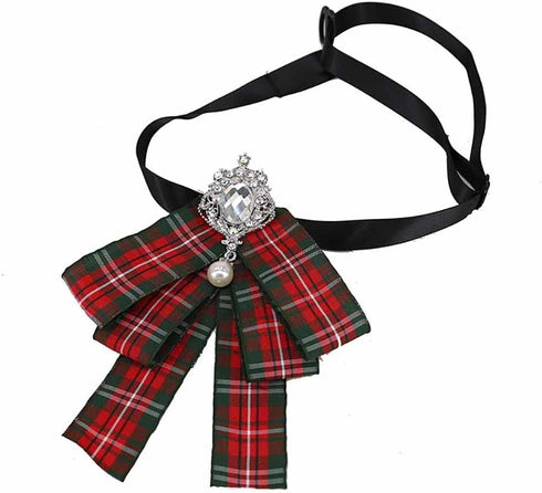 Womens Bow Tie Brooch Ribbon Bowknot Brooch Pins Crystal Pre Tied BowTie Collar Neck Bow Brooch Pins...