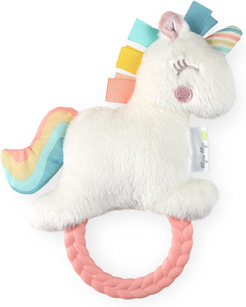 Itzy Ritzy - Ritzy Rattle Pal with Teether - Baby Teething Toy Features A Minky Plush Character, Gentle Rattle Sound & Soft Teether Toy for Newbor...