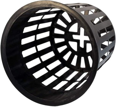 xGarden - Black 4" Round Mesh Pot Cups - 25 Pack, Lightweight Economy Net Pots, Thin Lip & Slotted Sides, UV Resistant & BPA Free Plastic, Indoor ...