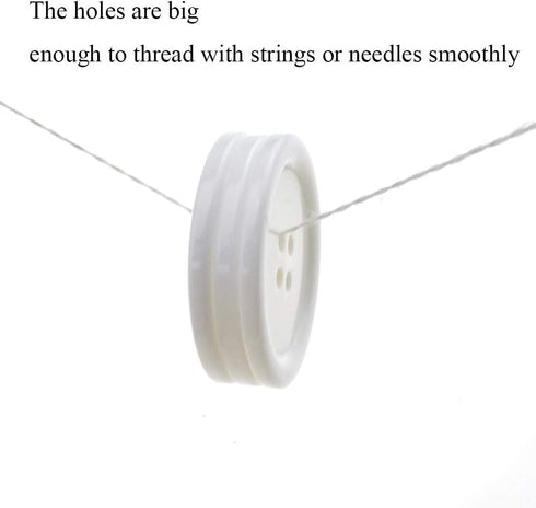 Hahiyo Plastic Buttons 4 Big Holes 30mm Round Flat Back Save Ears Thread Easily Prevent Irritate No Tangle Strong Grip Sturdy for DIY Craft Sew Kn...