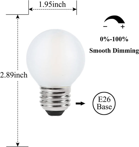Frosted E26 LED Bulb 4W Dimmable Warm White 2700K, 40 Watt Equivalent LED Light Bulbs, G16.5 Edison LED Frosted Globe Light Bulbs, Vintage Light B...