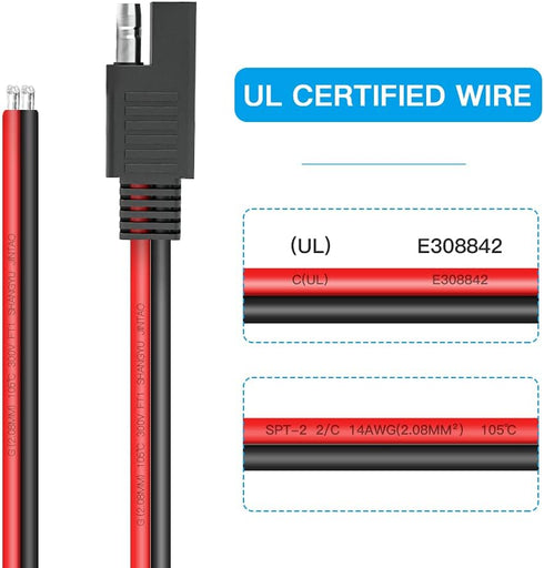 ELECTOP SAE Connector Extension Cable, SAE Quick Connector Disconnect Plug SAE Power Automotive Extension Cable Solar Panel Cable Wire(2 Pack)...