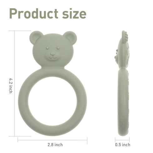 Silicone Baby Teether, Teething Toy Ring for Babies, Easy to Hold Design, BPA Free (Sand + Light Grey)...
