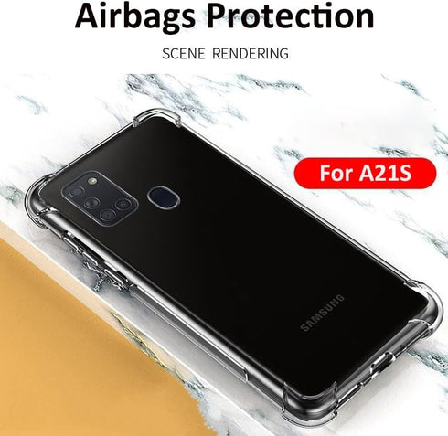 Case for Samsung Galaxy A21S TPU Four Corners Protective Cover Transparent Soft...