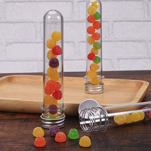 10 Pack 40ml Clear Plastic Test Tubes with Screw Caps Multi- Purpose Plastic Vials Containers for Scientific Experiments, Party, Decorate The Hous...