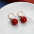 Charming Earrings Drop Simulated Pearl Hook Earrings 12MM Red | Pearl Earrings for Women | Pearl Jewelry | Women's Earrings | Earrings for Women T...