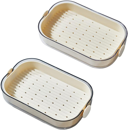 2 Pcs Plastic Soap Dish Container with Draining Tray, Soap Holder Saver, Easy Cleaning Dry for Home Kitchen Bathroom Shower(White&Gray)...
