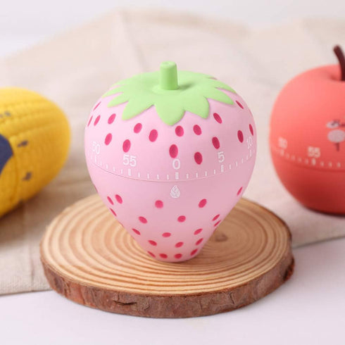 Cute Fruit Cookie Kitchen Timer | Novelty Manual Cooking Alarm | Fun Shaped Mechanical Strawberry Windup for Home Desktop Decor...