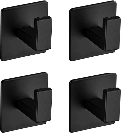 Bath Towel Hook,4 Pack Self Adhesive Square Coat Hooks, Sturdy No Drilling Robe Hook, Stainless Steel Heavy Duty Clothes Hanger, Wall Hooks for Ba...