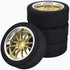 4Pcs 1/10 On-Road Foam Tires& 9003 Wheel Rims 12mm Hex for HSP HPI RC Racing Car Toy, Gold...