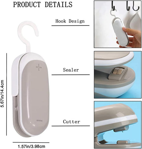 Bag Sealer with Hook, 2 in 1 Heat Vacuum Sealer Portable Bag Resealer Machine for Cookie Bag Chip Bag Pet Food Bag Kitchen Camping Travel (1 Pcs)...