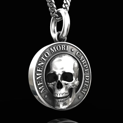 3D Skull Pendant Necklace for Men Memento Mori Goth Punk Carpe Diem Inspirational Gifts...