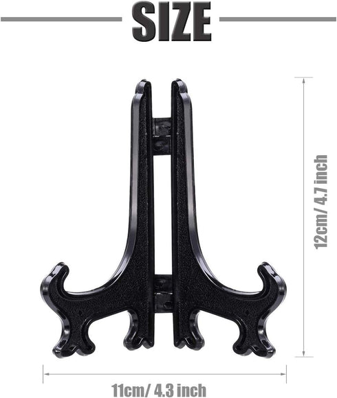 Woohome 20 PCS 5 Inch Plastic Easels Plate Display Stands Black Little Picture Frame Stand Holder...