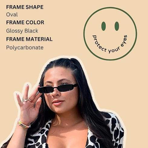 ShadyVEU Slim Classic Rectangular Sunglasses UV Protection 90’s Vintage Small Wide Retro Frame Fashion Shades...