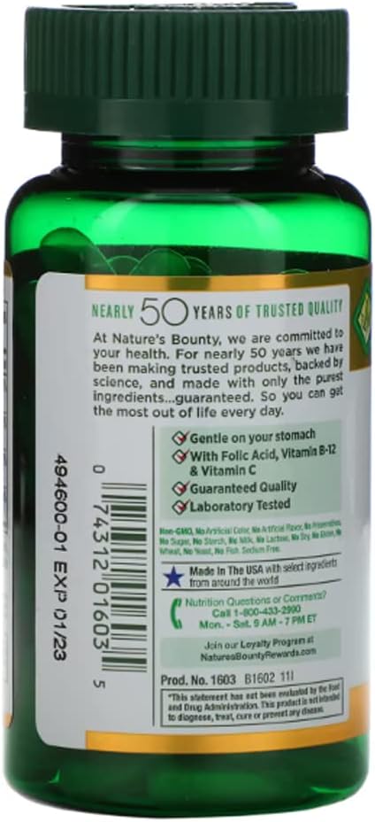 Nature's Bounty Gentle Iron 28 mg Capsules 90 Capsules (Pack of 2)...