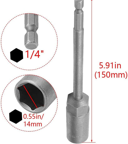 Utoolmart 1/4" Quick-Change Hex Shank 14mm Nut Setter Driver Drill Bit, 150mm Length, Metric No-magnetic 1 Pcs...