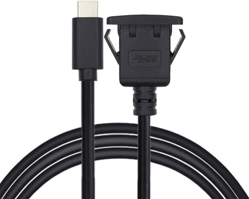 NFHK Waterproof Dustproof USB-C Type-C USB 3.1 10Gbps Extension Flush Car Latch Mount Extension Cable for Dashboard Panel...