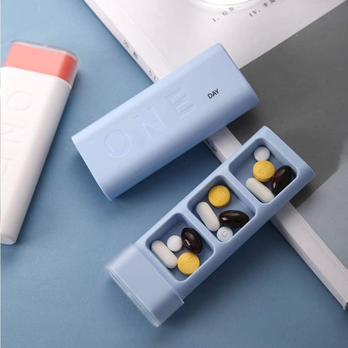 Travel Pill Organizer 3 Times a Day Pill Box Organizer for Pill Vitamin Fish Oil Supplements, Matte Surface, Sealed and Waterproof (Blue,1PCS)...