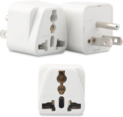 Europe to US Plug Adapter, 3 Pack UK to US Plug Adapter, India to US Plug Adapter, Universal Travel Adapter for USA, Europe Australia UK Italy to ...