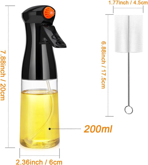Olive Oil Sprayer for Cooking- 200ml Rotatable Nozzle Olive Oil Spray Bottle Premium Oil Mister with Brush Oil Spritzer for Air Fryer, BBQ, Salad,...